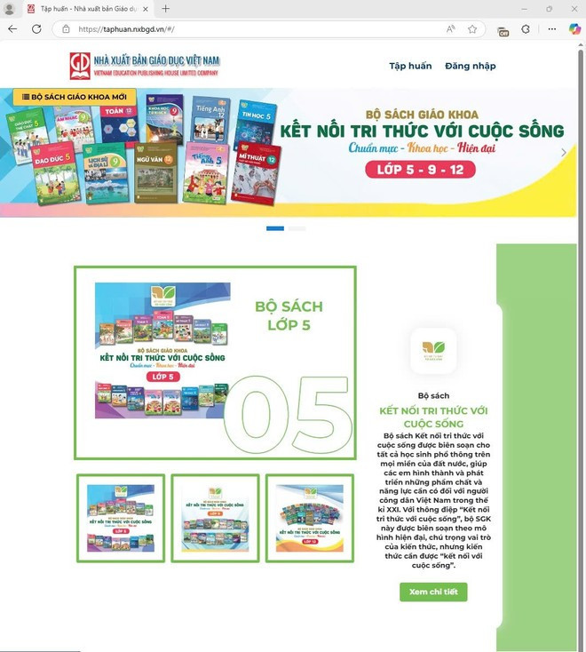 Địa chỉ cung cấp sách giáo khoa điện tử của Nhà xuất bản Giáo dục Việt Nam. (Ảnh chụp màn hình) Địa chỉ cung cấp sách giáo khoa điện tử của Nhà xuất bản Giáo dục Việt Nam. (Ảnh chụp màn hình)