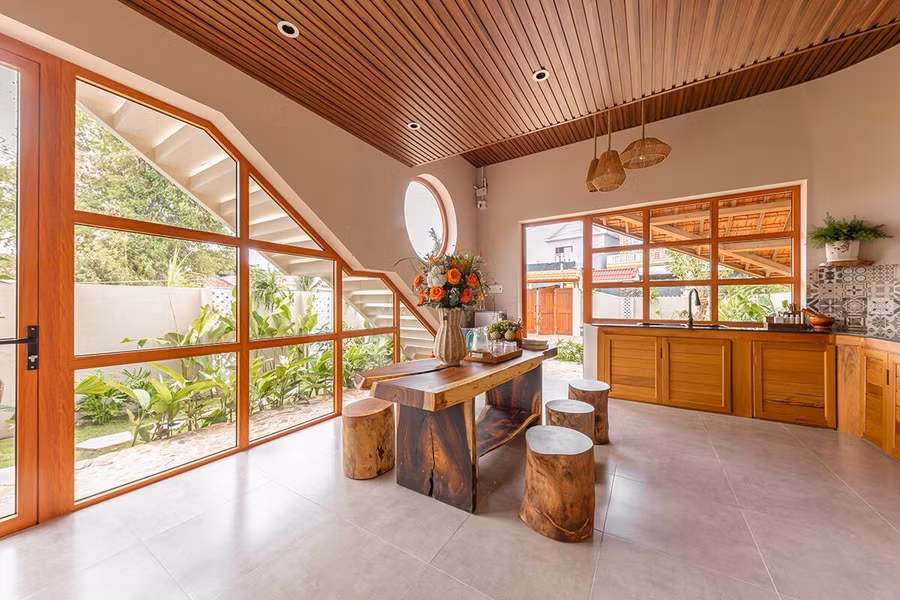 Nội thất được làm từ gỗ tái chế