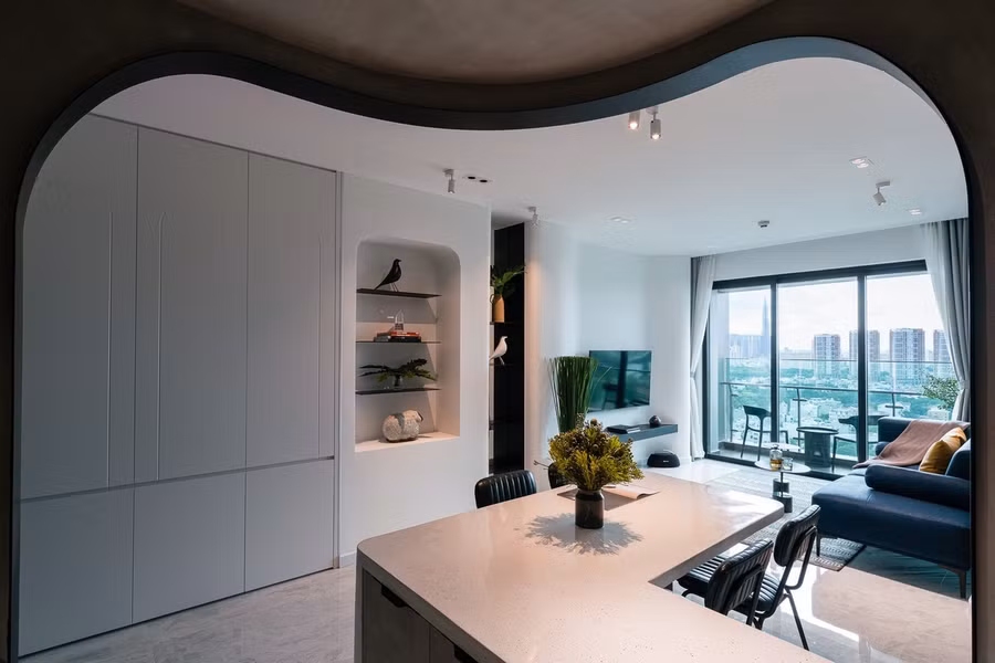 Những đường cong mềm mại tạo sự uyển chuyển trong không gian sống