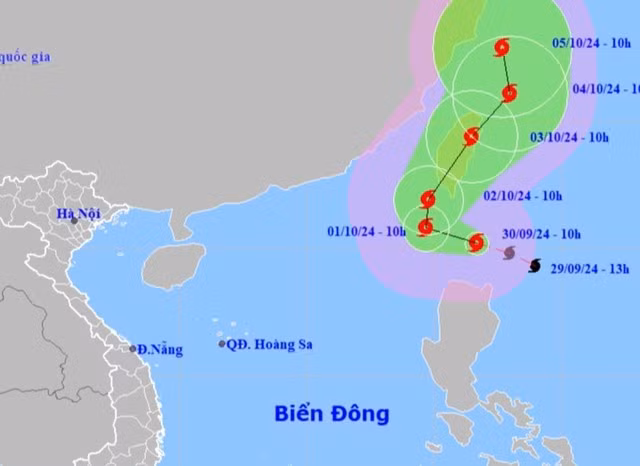 Vị trí và dự báo hướng di chuyển của bão Krathon. Nguồn: Trung tâm Dự báo KTTV quốc gia