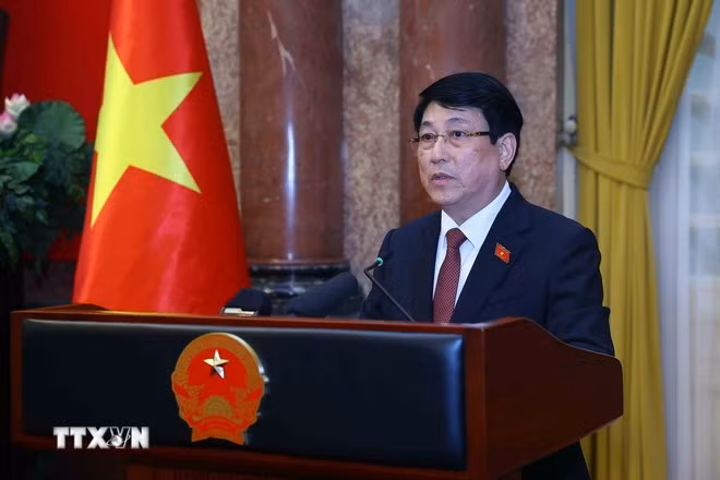 Chủ tịch nước Lương Cường phát biểu. (Ảnh: Lâm Khánh/ TTXVN)