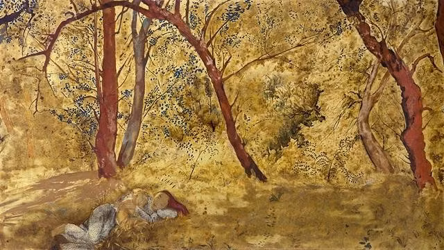 Bức sơn mài Mẹ và con nằm ngủ ở bìa rừng của Alix Aymé có giá 267.000 USD. Ảnh: SOTHEBY’S