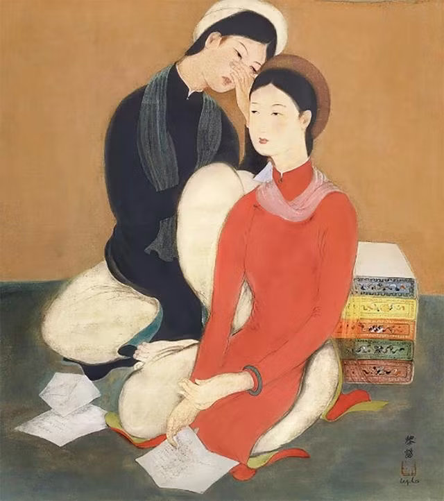 Bức tranh lụa Tâm sự (Confidence) của Lê Phổ đạt hơn 600.000 USD (15,3 tỉ đồng). Ảnh: SOTHEBY’S