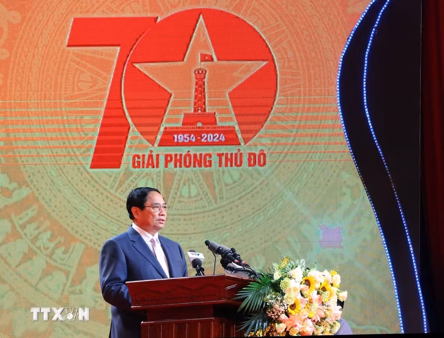 Thủ tướng Phạm Minh Chính phát biểu. (Ảnh: Văn Điệp/ TTXVN)