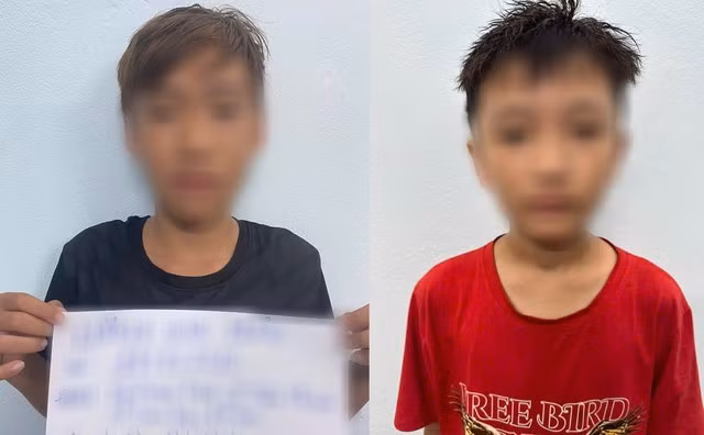 2 em nhỏ mới 13, 14 tuổi là người gây ra vụ đập vỡ kính xe Ảnh: Công an TP Tam Kỳ