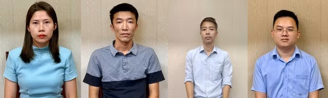 4 bị can bị khởi tố và cấm đi khỏi nơi cư trú gồm: Hương, Hưng, Sơn và Nam