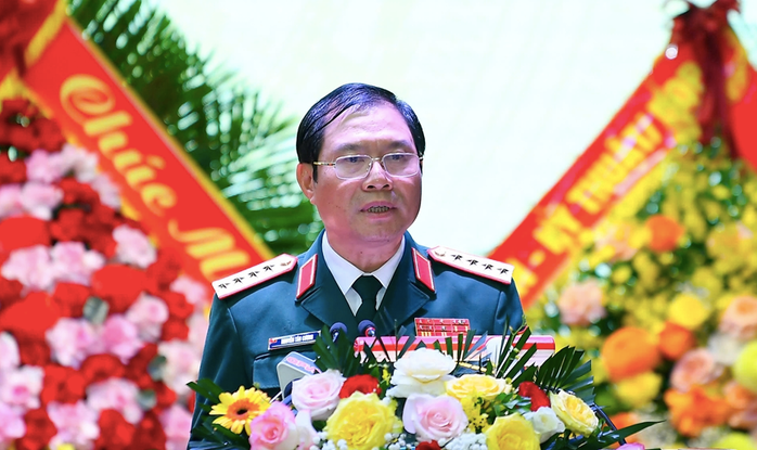 Đại tướng Nguyễn Tân Cương,Tổng Tham mưu trưởng Quân đội nhân dân Việt Nam, Thứ trưởng Bộ Quốc phòng, phát biểu tại buổi lễ. Ảnh: QĐND Đại tướng Nguyễn Tân Cương,Tổng Tham mưu trưởng Quân đội nhân dân Việt Nam, Thứ trưởng Bộ Quốc phòng, phát biểu tại buổi lễ. Ảnh: QĐND