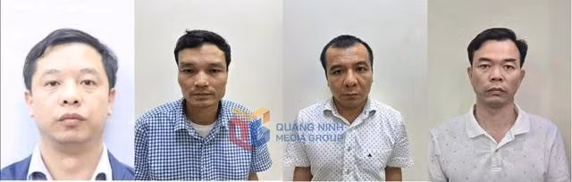 Từ trái qua phải là các bị can: Tặng, Tiến, Huy và Chuẩn. ẢNH: Đ.X