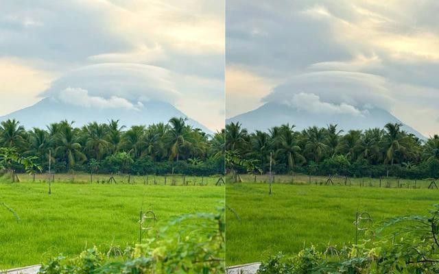 "Mây đĩa bay" trên đỉnh núi Bà Đen Tây Ninh sáng nay 19.5. ẢNH: LINH PHAN "Mây đĩa bay" trên đỉnh núi Bà Đen Tây Ninh sáng nay 19.5. ẢNH: LINH PHAN