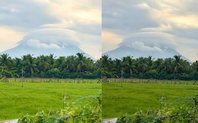 "Mây đĩa bay" trên đỉnh núi Bà Đen Tây Ninh sáng nay 19.5. ẢNH: LINH PHAN