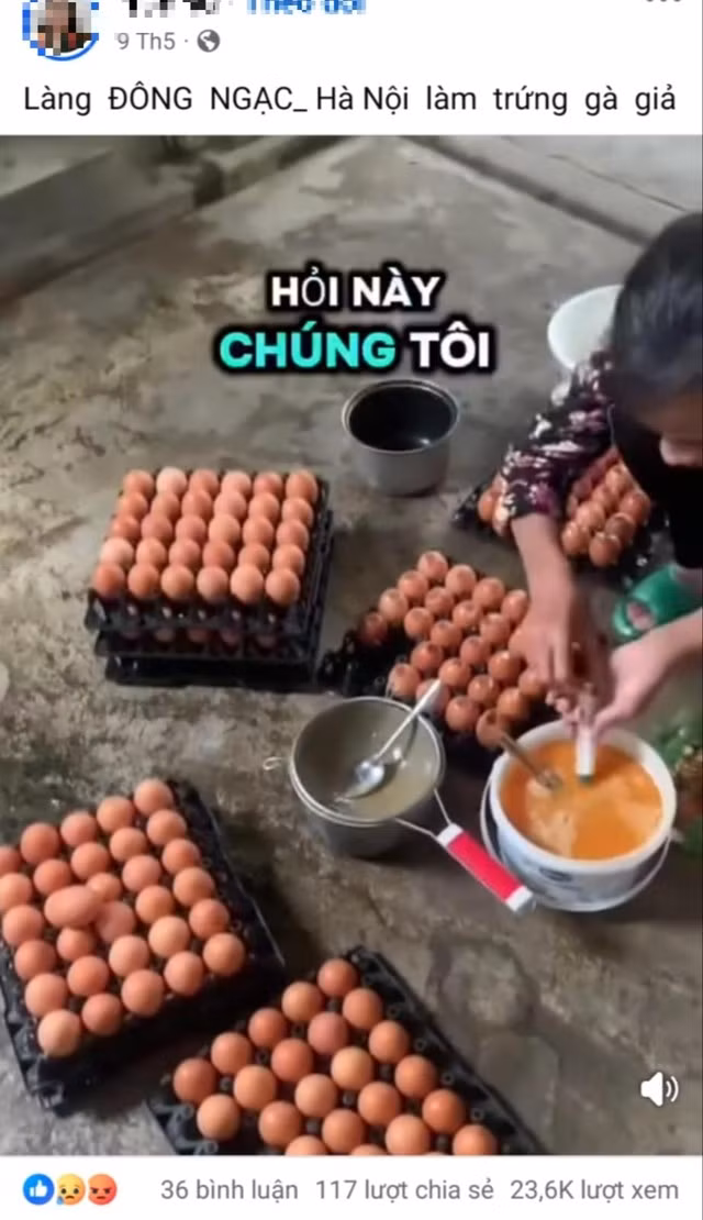 Mạng xã hội lan truyền thông tin thất thiệt về trứng gà giả