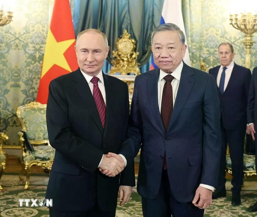Tổng Bí thư Tô Lâm và Tổng thống Nga Vladimir Putin. Ảnh: Thống Nhất/TTXVN tuyen-bo-chungdd.jpg