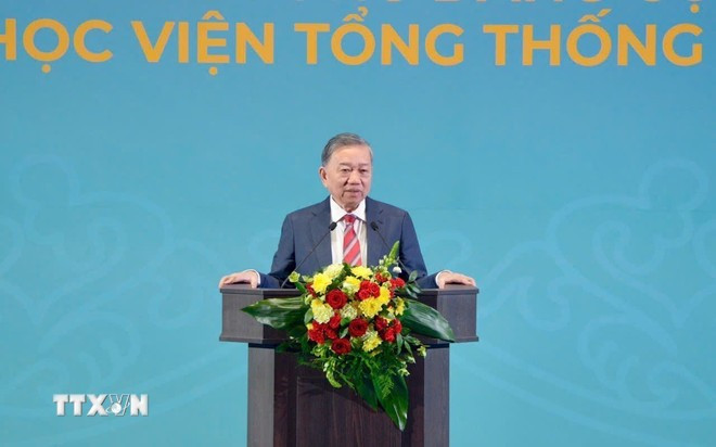 Tổng Bí thư Tô Lâm phát biểu Chính sách tại Học viện Tổng thống Nga. (Ảnh: TTXVN phát) Tổng Bí thư Tô Lâm phát biểu Chính sách tại Học viện Tổng thống Nga. (Ảnh: TTXVN phát)