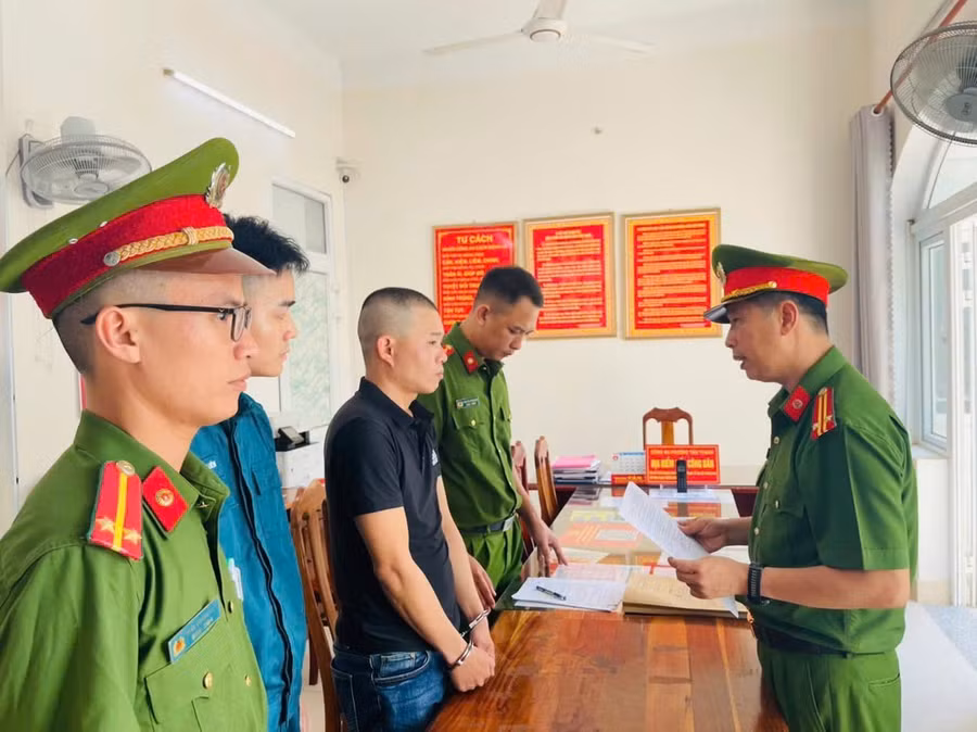 Đối tượng Nguyễn Quốc Đại tại cơ quan công an.