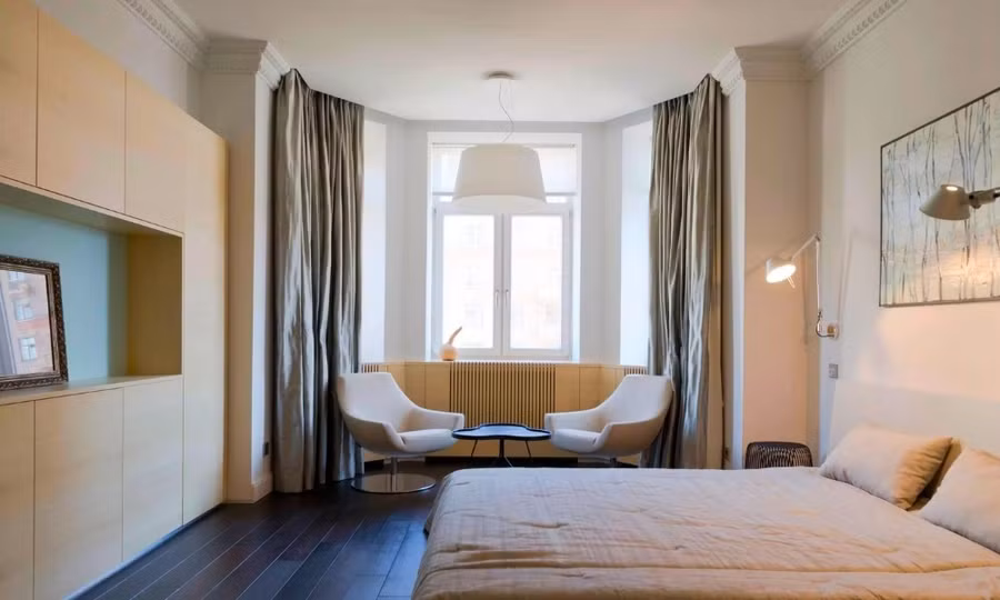 Phòng ngủ hình chữ nhật phù hợp với bố trí chức năng rõ ràng và tối ưu hóa diện tích sử dụng (Ảnh: Tổng hợp)