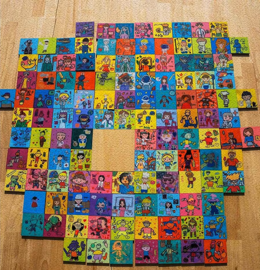 Wonderful Dream tổng hợp những hình vẽ ước mơ của các em thiếu nhi thành một bức tranh lớn.