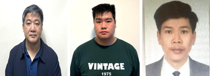 Các bị can (từ trái qua phải): Trần Đăng Ninh; Nguyễn Mạnh Duy; Hoàng Bá Nghị. Ảnh: Bộ Công an