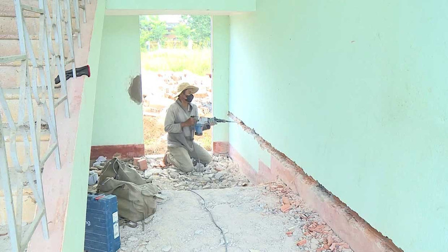 Trụ sở UBND xã Đất Bằng (cũ) đang tiếp tục được chuyển đổi công năng để bàn giao cho trường Trường Mẫu giáo Hoa Lan (xã Phú Túc). Ảnh: Quốc Linh