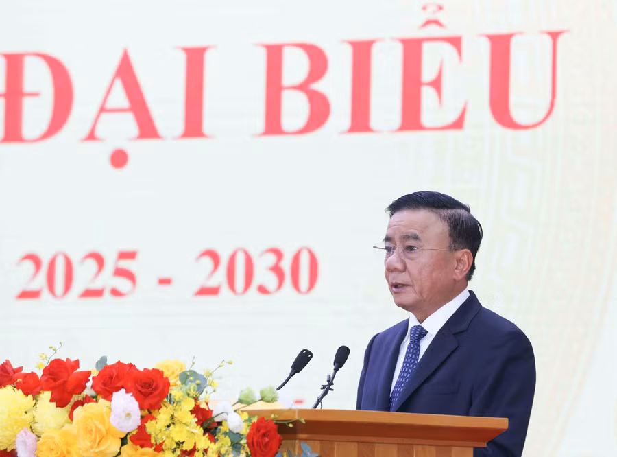 Thường trực Ban Bí thư Trần Cẩm Tú phát biểu chỉ đạo đại hội. ẢNH: TTXVN