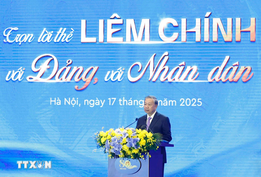 Tổng Bí thư Tô Lâm phát biểu tại Lễ kỷ niệm 80 năm Ngày truyền thống Thanh tra Việt Nam. Ảnh: TTXVN