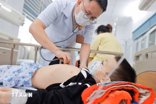 Khám và điều trị cho bệnh nhân mắc cúm A trong tình trạng nặng tại Bệnh viện Bệnh nhiệt đới Trung ương. (Ảnh: Minh Quyết/TTXVN)