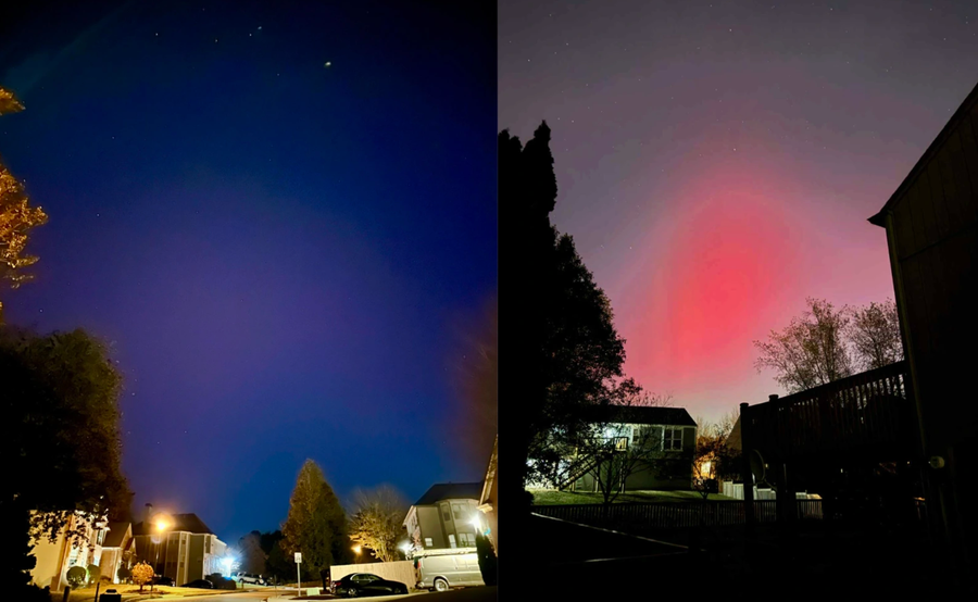 Nhiều người Việt sống ở Mỹ lâu năm cũng lần đầu nhìn thấy cực quang xuất hiện trên bầu trời ở một số bang. ẢNH: NVCC