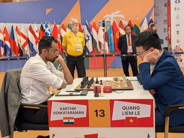 Lê Quang Liêm tại đấu trường World Cup 2025. (Ảnh: FIDE)