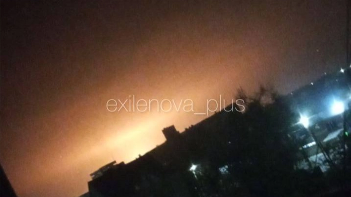 Nổ lớn và hỏa hoạn được ghi nhận trong đêm 12-11 ở thành phố Budyonnovsk thuộc vùng Stavropol của Nga. Ảnh: Telegram/Exilenova+
