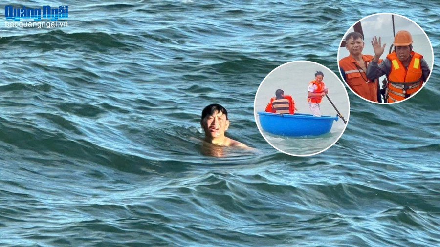 Anh Lê Văn Sanh (ảnh lớn) và anh Phan Duy Quang được cứu sau gần 50 giờ đồng hồ chống chọi với sóng dữ giữa biển khơi. Ảnh: ĐVCC