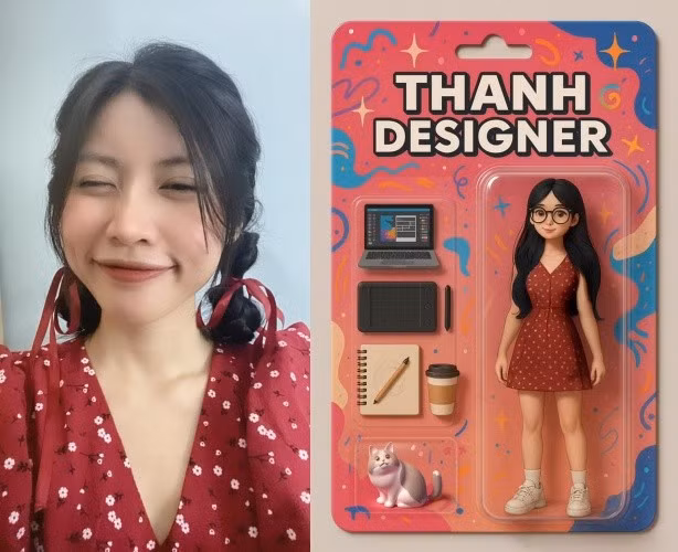 Phương Thanh tự tạo một hộp đồ chơi có hình ảnh của cô. ẢNH: NVCC