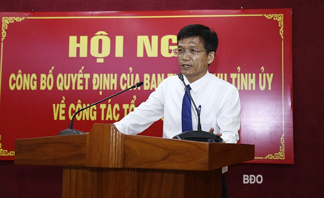 Đồng chí Hồ Xuân Ánh phát biểu nhận nhiệm vụ. Ảnh: HỒNG PHÚC 10b.jpg