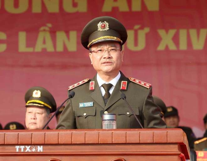 Thượng tướng Phạm Thế Tùng, Thứ trưởng Bộ Công an phát biểu tại buổi lễ. (Ảnh: Phương Hoa/TTXVN)