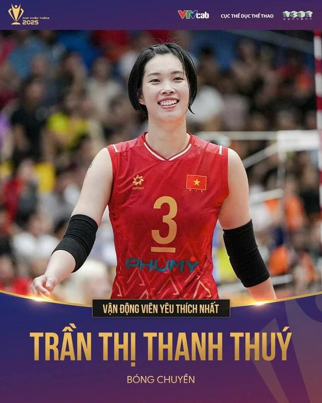 Trần Thị Thanh Thúy được vinh danh VĐV yêu thích nhất năm 2025 ở Cúp Chiến thắng dành cho khán giả bình chọn