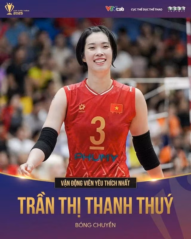 Trần Thị Thanh Thúy được vinh danh VĐV yêu thích nhất năm 2025 ở Cúp Chiến thắng dành cho khán giả bình chọn