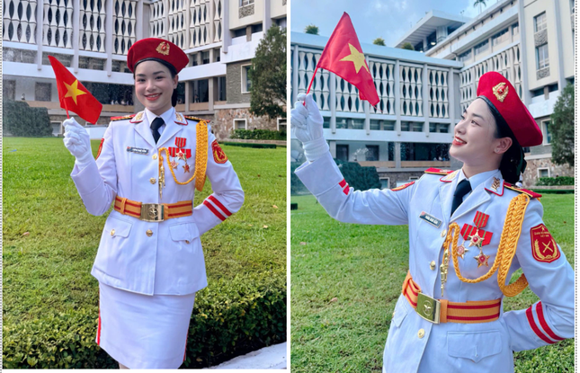 Nữ nhạc công Đoàn nghi lễ Quân đội, Bộ Tổng tham mưu có nhan sắc khả ái, thu hút sự chú ý. Ảnh: NVCC Nữ nhạc công Đoàn nghi lễ Quân đội, Bộ Tổng tham mưu có nhan sắc khả ái, thu hút sự chú ý. Ảnh: NVCC