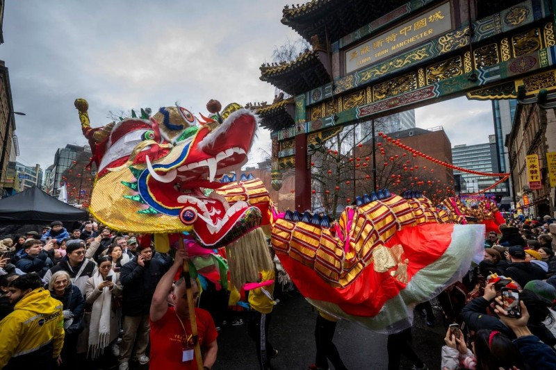 Một màn biểu diễn tại Chinatown ở thành phố Manchester, Anh.