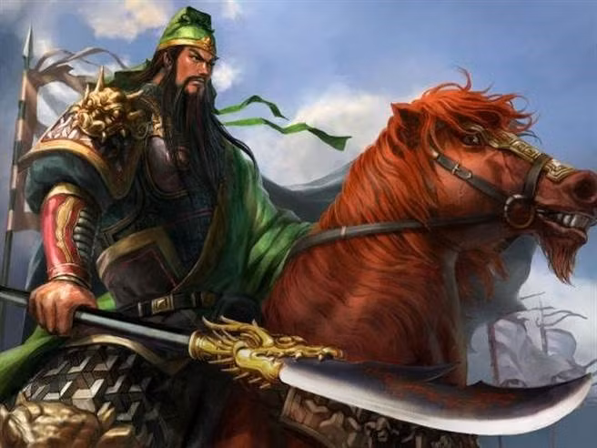 Hình tượng Quan Vũ cưỡi ngựa Xích Thố, tay cầm thanh Long đao. Ảnh: Internet