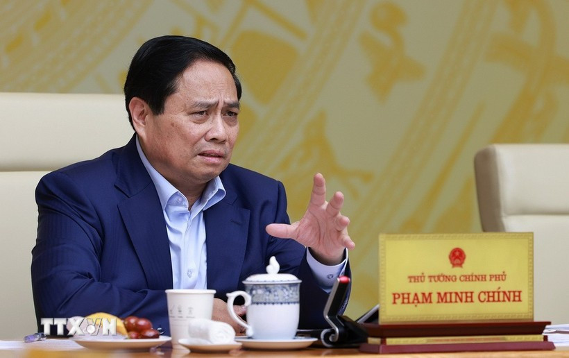 Thủ tướng Phạm Minh Chính phát biểu tại Hội nghị Chính phủ với địa phương về kịch bản tăng trưởng kinh tế năm 2025. (Ảnh: Dương Giang/TTXVN) thu-tuong.jpg
