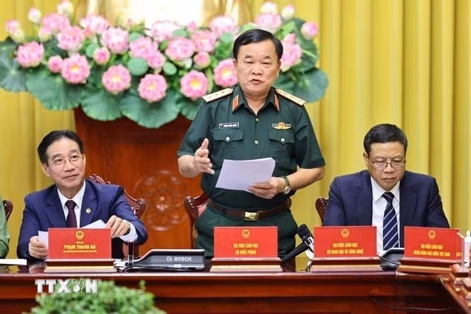 Thượng tướng Hoàng Xuân Chiến, Thứ trưởng Bộ Quốc phòng phát biểu. (Ảnh: Minh Đức/TTXVN)