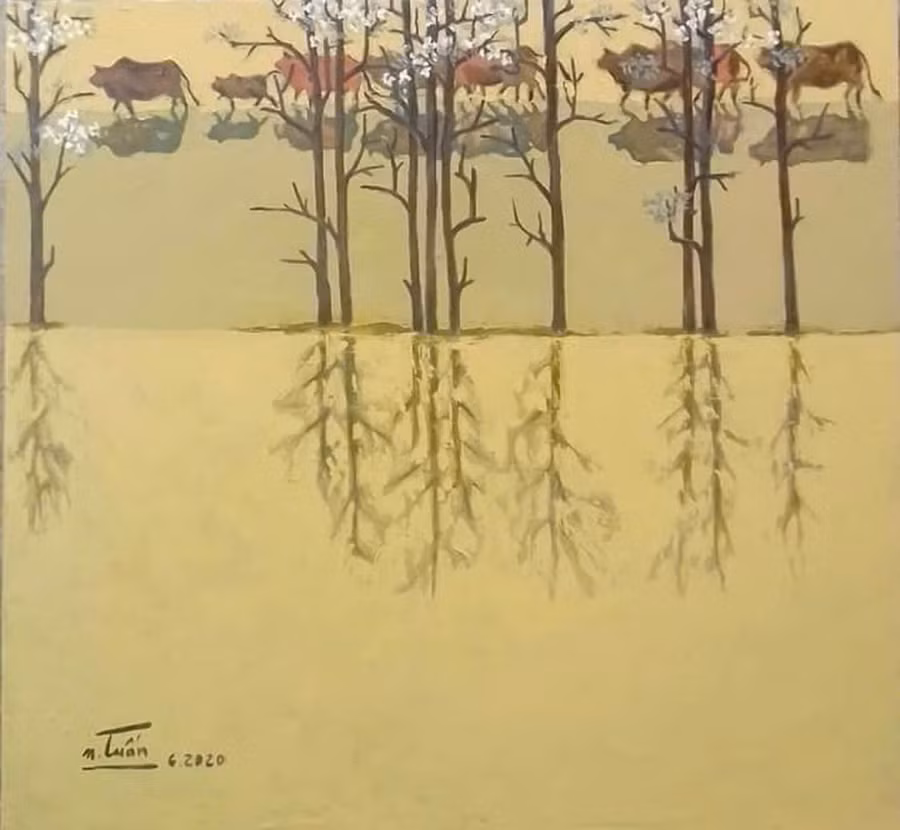 Tác phẩm “Chiều về” của họa sĩ Vũ Hoàng Tuấn.