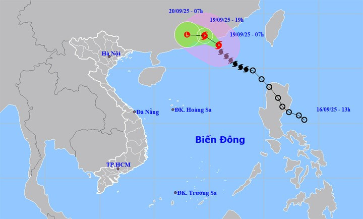 Dự báo đường đi, khu vực ảnh hưởng của bão số 8. (Nguồn: NCHMF) Dự báo đường đi, khu vực ảnh hưởng của bão số 8. (Nguồn: NCHMF)