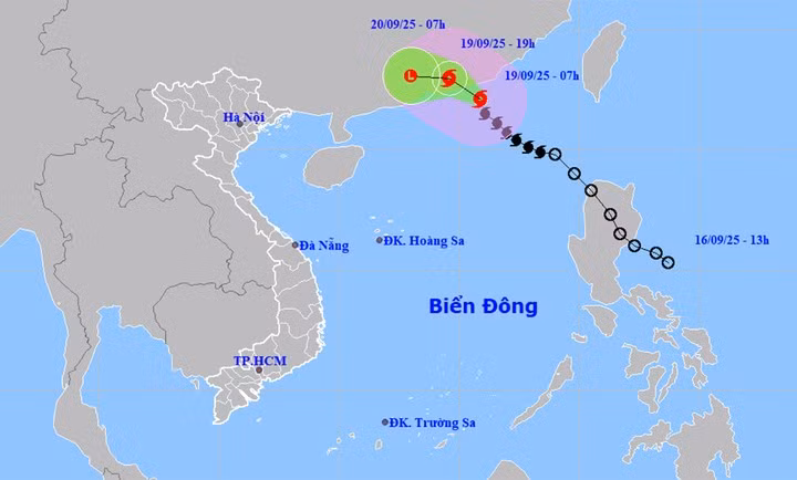 Dự báo đường đi, khu vực ảnh hưởng của bão số 8. (Nguồn: NCHMF)
