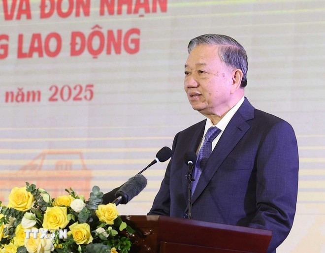 Tổng Bí thư Tô Lâm phát biểu. (Ảnh: Phạm Kiên/ TTXVN) Tổng Bí thư Tô Lâm phát biểu. (Ảnh: Phạm Kiên/ TTXVN)