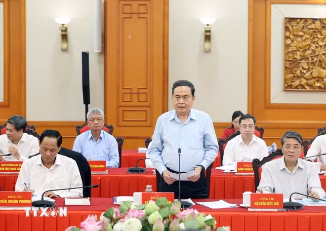 Đồng chí Trần Thanh Mẫn, Ủy viên Bộ Chính trị, Bí thư Đảng ủy Quốc hội, Chủ tịch Quốc hội phát biểu. (Ảnh: Thống Nhất/TTXVN)