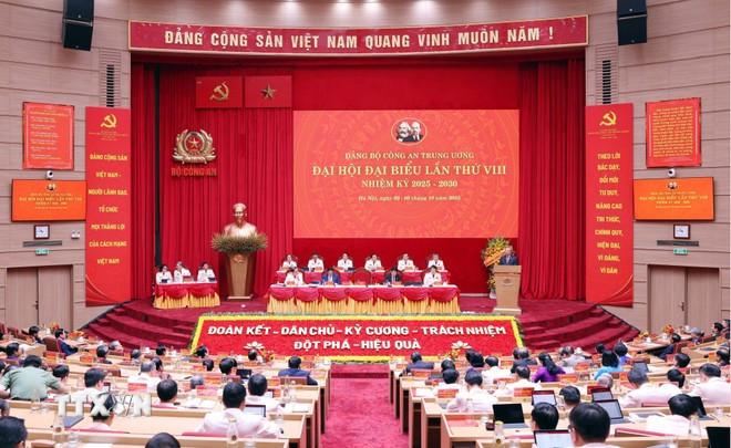 Đại hội đại biểu Đảng bộ Công an Trung ương lần thứ VIII, nhiệm kỳ 2025 - 2030. (Ảnh: Phạm Kiên/TTXVN) Đại hội đại biểu Đảng bộ Công an Trung ương lần thứ VIII, nhiệm kỳ 2025 - 2030. (Ảnh: Phạm Kiên/TTXVN)