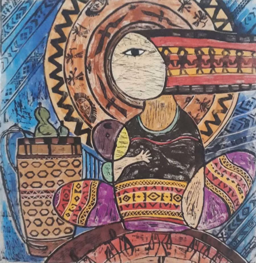 Tác phẩm “Tình mẫu tử” của tác giả trẻ Hồ Thị Mỹ Hạnh (Gia Lai) góp mặt tại triển lãm.