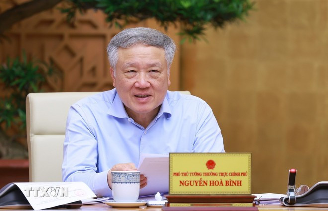 Phó Thủ tướng thường trực Nguyễn Hoà Bình phát biểu. (Ảnh: Dương Giang/TTXVN) Phó Thủ tướng thường trực Nguyễn Hoà Bình phát biểu. (Ảnh: Dương Giang/TTXVN)