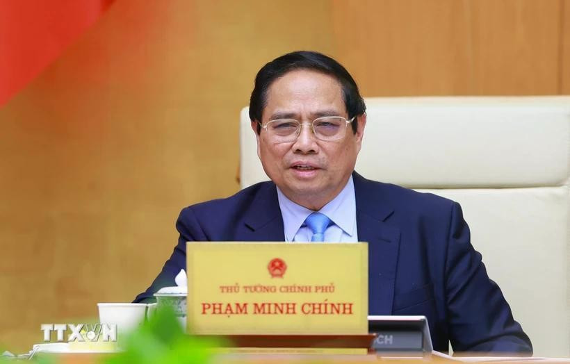 Thủ tướng Phạm Minh Chính chủ trì Phiên họp Chính phủ chuyên đề về xây dựng pháp luật tháng 6 năm 2025. Ảnh: Dương Giang/TTXVN 2tt.jpg