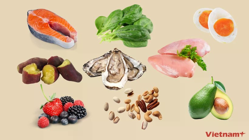 Những loại thực phẩm tốt cho tóc. Ảnh: Vietnam+ thucphamdd.jpg