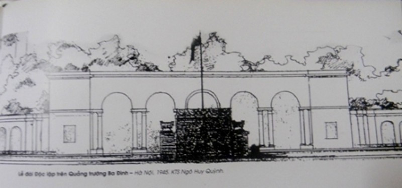 Phác thảo Lễ đài Độc lập ngày mùng 2 tháng 9 năm 1945. Phác thảo Lễ đài Độc lập ngày mùng 2 tháng 9 năm 1945.